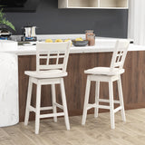 Counter Height Barstools Set of 2 with 6-Grid Hollow Back and Seat