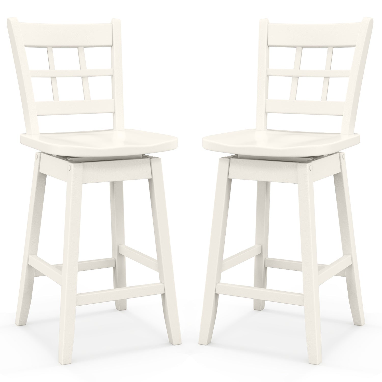 Counter Height Barstools Set of 2 with 6-Grid Hollow Back and Seat