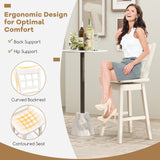 Counter Height Barstools Set of 2 with 6-Grid Hollow Back and Seat
