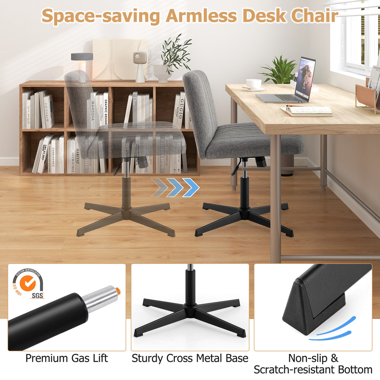 Criss Cross Legged Chair No Wheels 120° Rocking Adjustable Height