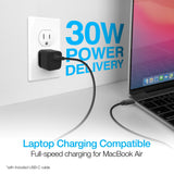 Naztech 30W PD Wall Charger + USB-C to USB-C Cable 6ft for Traveling