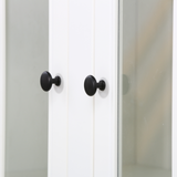 2x 75.25'' Tall Display Cabinets and Two Triangle Sided Bookshelves, 105.5'' Wide Retro Style Wall Suit with Glass Doors, for Hallways, Living room, Office, Studio or Workspace - White