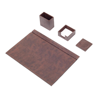 MOOG Leather Desk Set-4 Accessories- Blue - 4 PCS