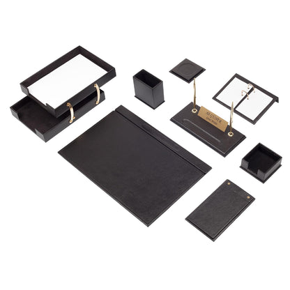 MOOG Leather Desk Set - Double Document Tray- Black - 10 PCS