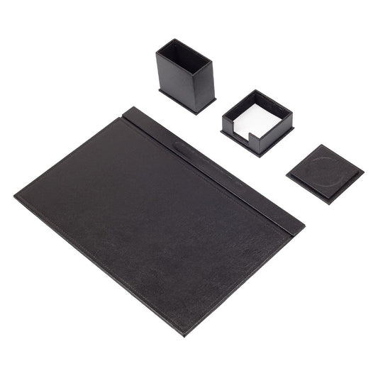 MOOG Leather Desk Set-4 Accessories- Black - 4 PCS