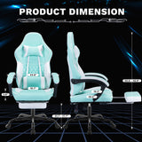 Ergonomic Video Gamer Chairs,Computer Gaming Chairs with Massage Lumbar Support and footrest,Racing Style Computer Chair Adjustable Headrest for Adults,GREEN
