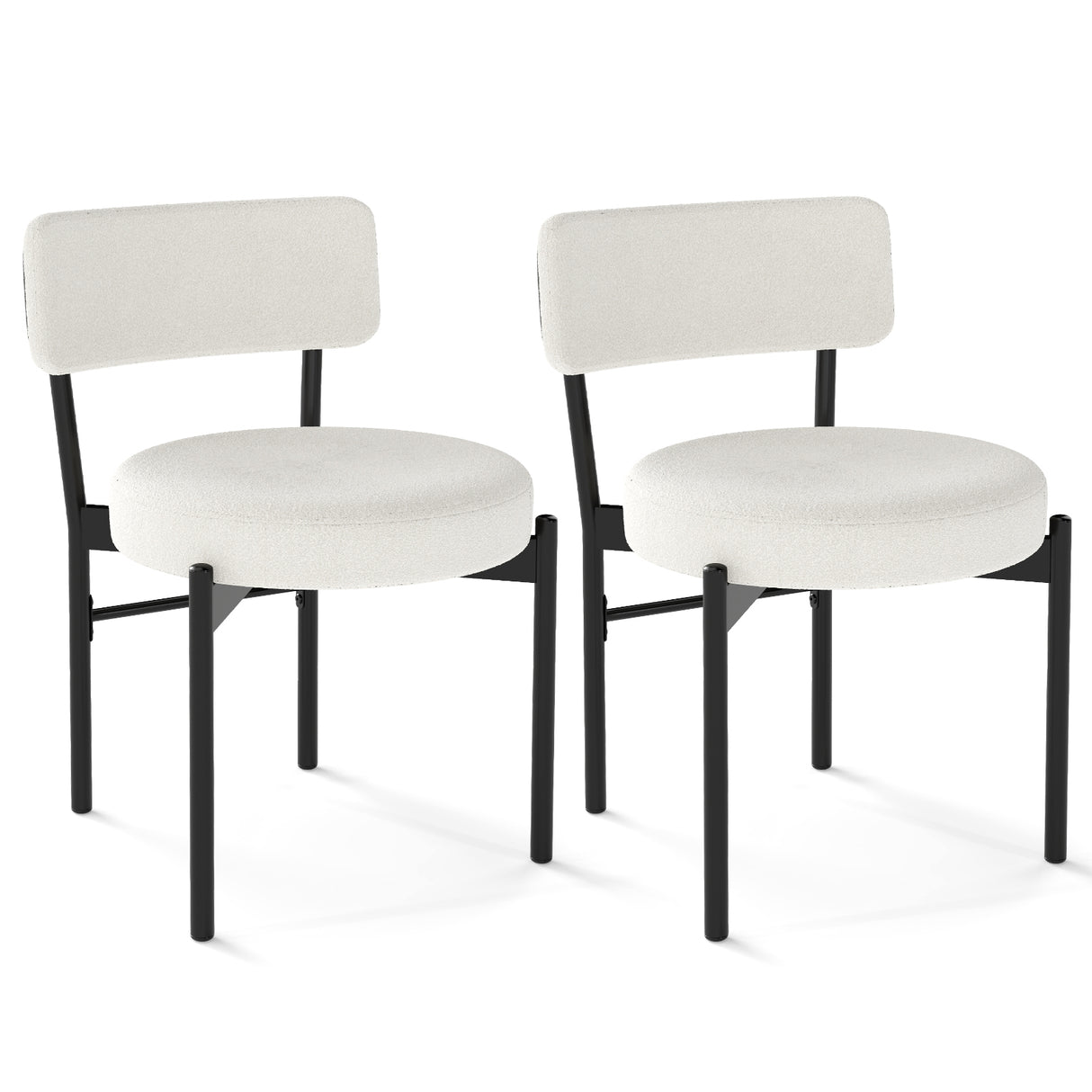 Dining Chair Set of 2 with Curved Backrest and Padded Seat
