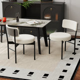 Dining Chair Set of 2 with Curved Backrest and Padded Seat