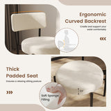 Dining Chair Set of 2 with Curved Backrest and Padded Seat