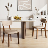 Dining Chairs Set of 2 Upholstered Mid-Back Chairs with Solid Rubber Wood Frame