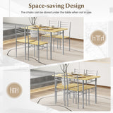 5 Pieces Wood Metal Dining Table Set with 4 Chairs