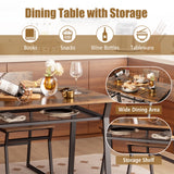 5 Piece Dining Table Set with Storage Rack and Metal Frame