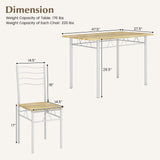 5 Pieces Wood Metal Dining Table Set with 4 Chairs