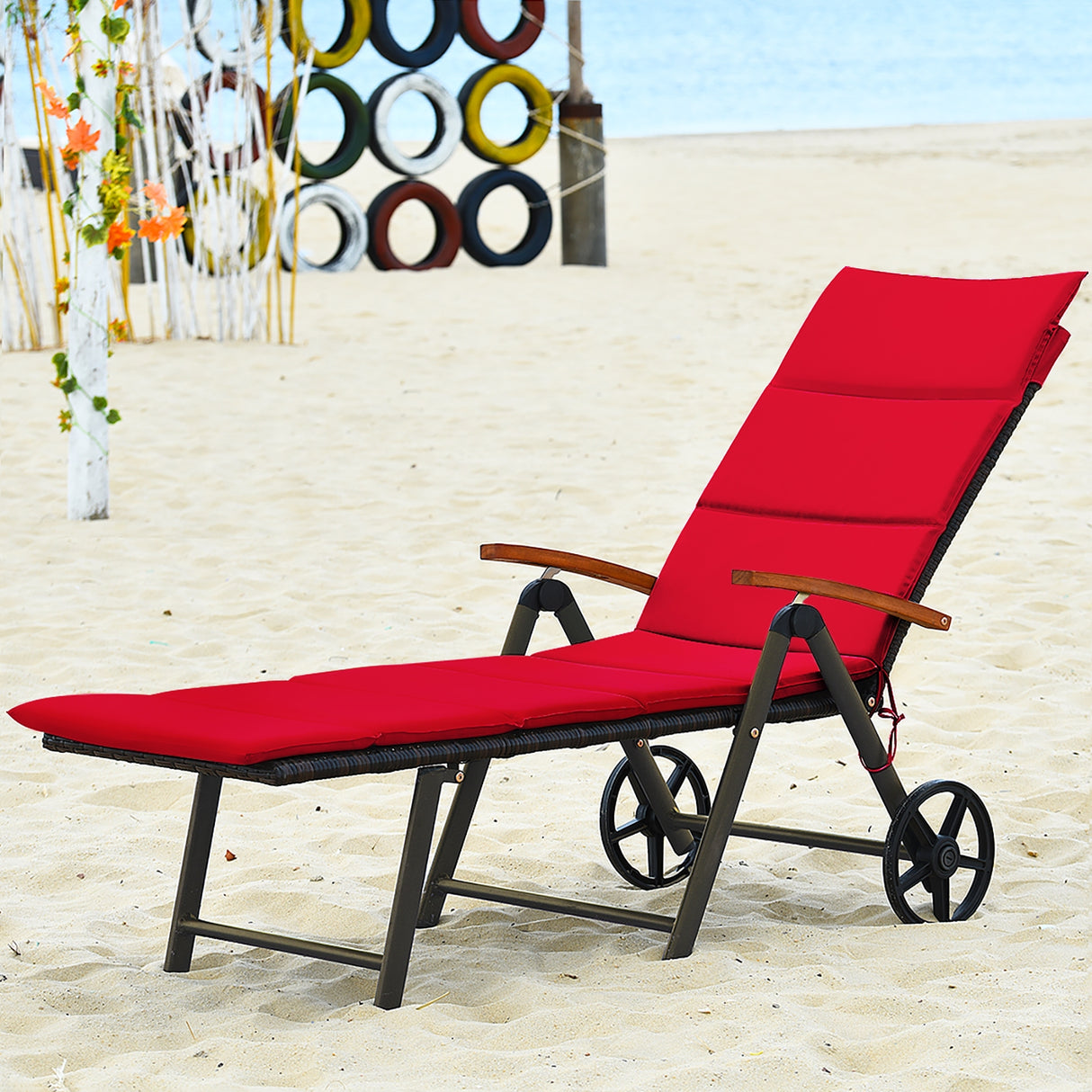 Outdoor Chaise Lounge Chair Rattan Lounger Recliner Chair