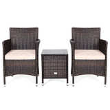 3 Pcs Outdoor Rattan Wicker Furniture Set