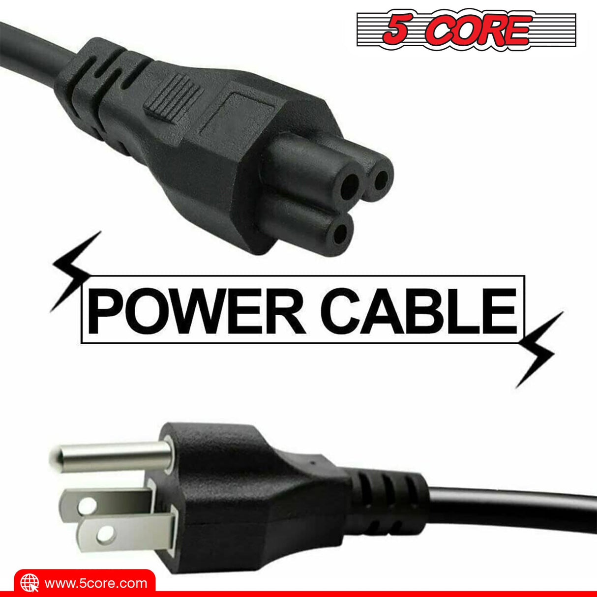 12ft 3 Prong Non-Polarized AC Wall Power Cable Cord for HP Dell Samsung Sony Asus Acer Toshiba Laptop Charger LED LCD Monitor Replacement Power Cord PL 1002