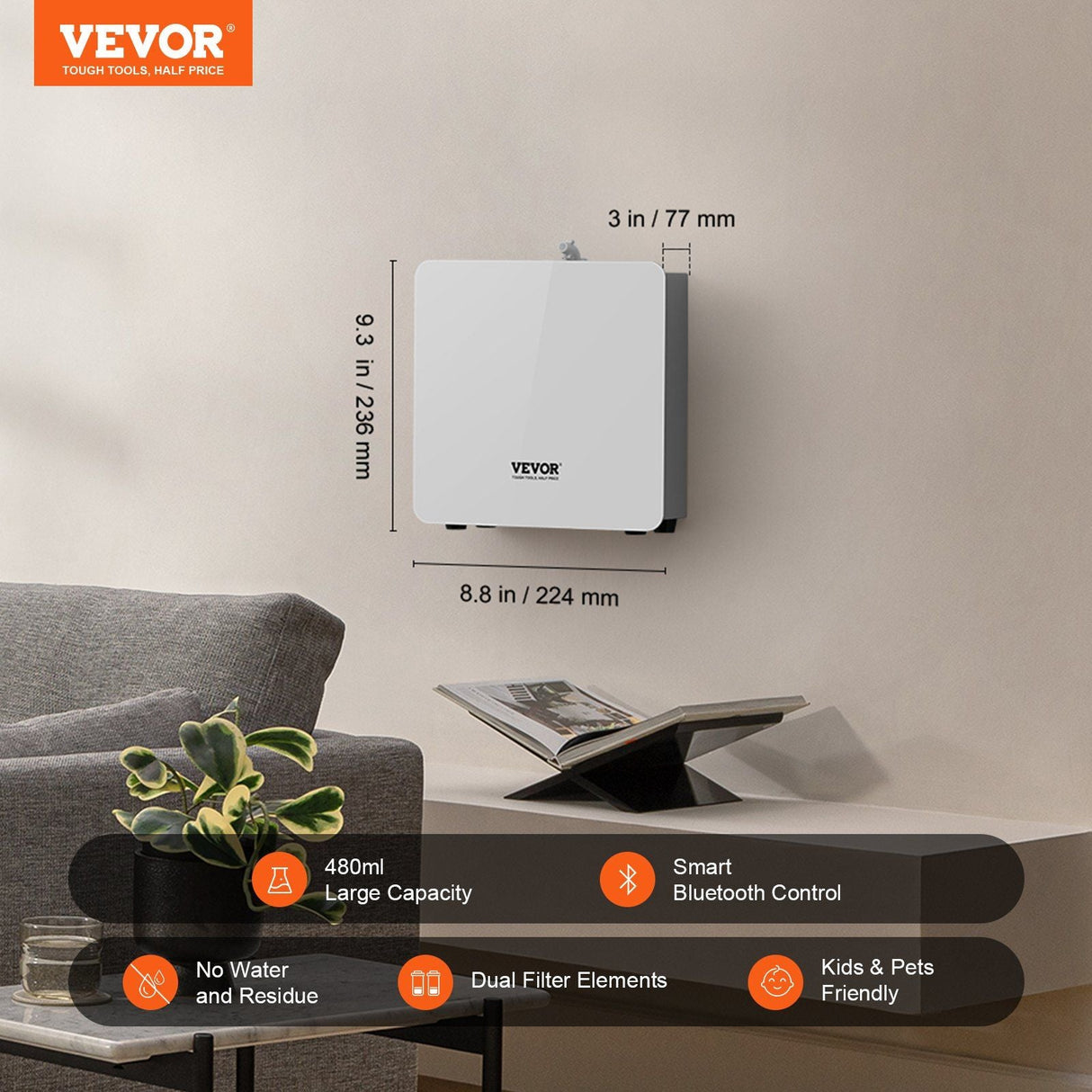 Scent Air Machine for Home, 480ML with Cold Air Technology, Waterless Smart Essential Oil Diffuser, Cover Up to 2500 Sq.Ft for Large Room, Hotel, Spa, Business Office