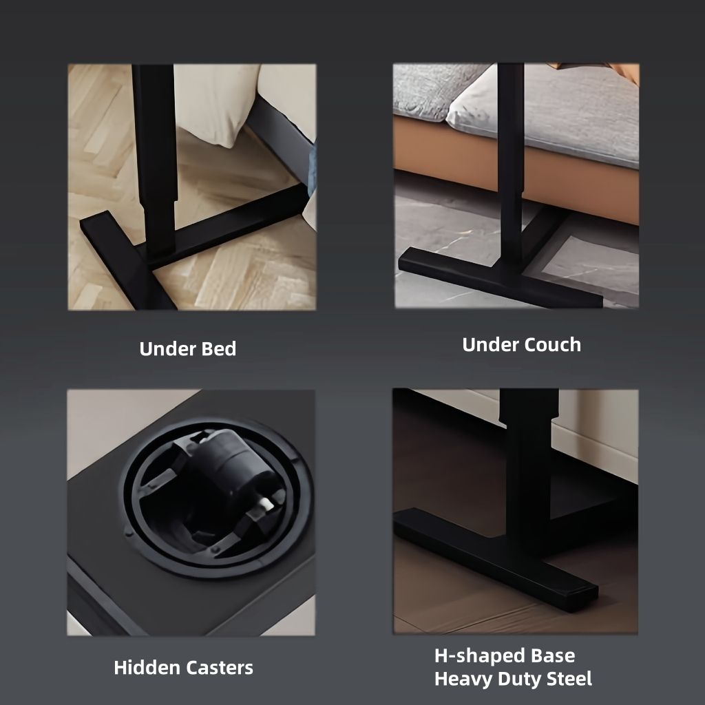 Bedside Table,Folding Overbed Bedside Desk Mobile Rolling Laptop Stand Tilting Overbed Table with Wheels Height Adjustable Tray Table for Laptop Bed Sofa Side Table (WALNUT)