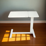 Overbed Bedside Desk Mobile Rolling Laptop Stand Tilting Overbed Table with Wheels Height Adjustable Tray Table for Laptop Bed Sofa Side Table ,Bedside Table(WHITE)