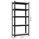 5 Tier Heavy Duty Metal Shelving Rack Unit Garage Storage Shelf Black UK