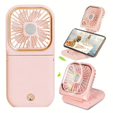 Handheld Portable Fan; Rechargeable Power Bank USB Mini Fan; Small Personal Fan With 3 Speeds; 3000 MAh Battery Operated Foldable Desk Fan; Neck Fan With Lanyard