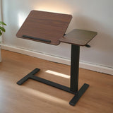 Bedside Table,Folding Overbed Bedside Desk Mobile Rolling Laptop Stand Tilting Overbed Table with Wheels Height Adjustable Tray Table for Laptop Bed Sofa Side Table (WALNUT)
