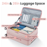 Luggage Sets 3 Piece(20/24/28), Expandable Carry On Luggage with TSA Lock Airline Approved, 100% PC Hard Shell and Lightweight Suitcase with Front Pocket and Spinner Wheels