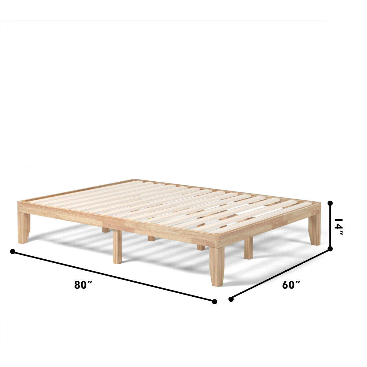 Queen Size 14 Inch Wooden Bed Mattress Frame