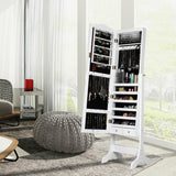 14 LED Jewelry Armoire Cabinet with Full Length Mirror and 4 Tilting Angles