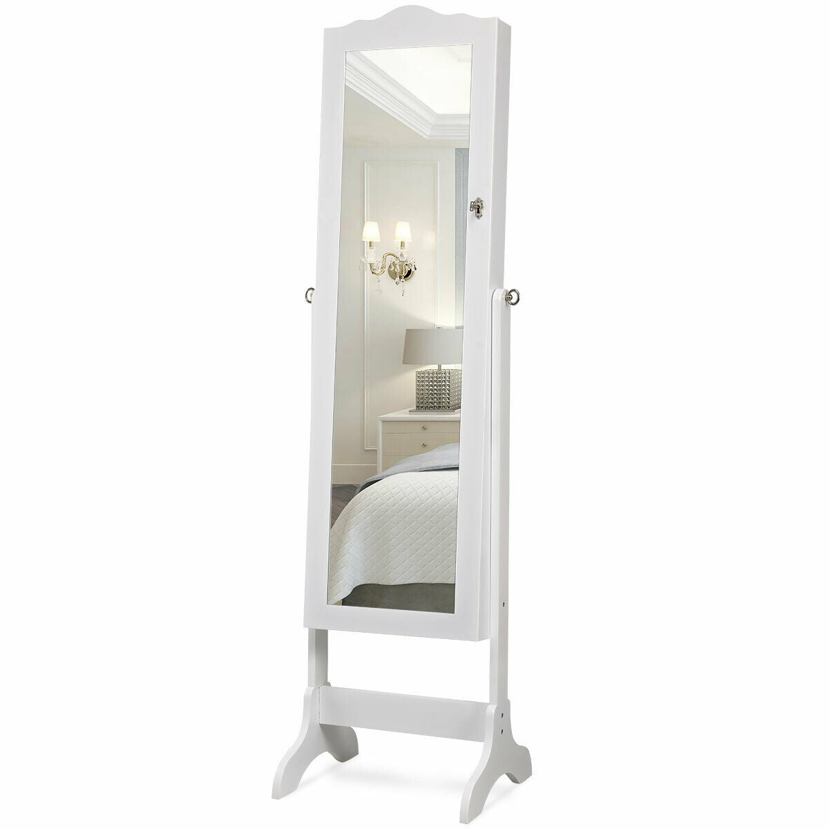 14 LED Jewelry Armoire Cabinet with Full Length Mirror and 4 Tilting Angles