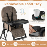 Easy Clean Compact Highchair with Removable Adjustable Tray and PU Seat Cushion