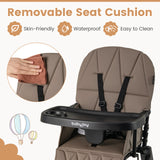 Easy Clean Compact Highchair with Removable Adjustable Tray and PU Seat Cushion