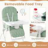 Easy Clean Compact Highchair with Removable Adjustable Tray and PU Seat Cushion
