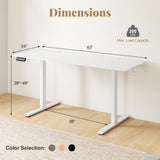 Electric Standing Desk with 3 Memory Heights and 2 Hanging Hooks and Cable Holes