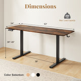 Electric Standing Desk with 3 Memory Heights and 2 Hanging Hooks and Cable Holes