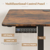 Electric Standing Desk with 3 Memory Heights and 2 Hanging Hooks and Cable Holes