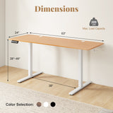 Electric Standing Desk with 3 Memory Heights and 2 Hanging Hooks and Cable Holes