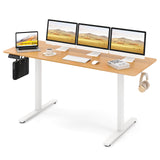 Electric Standing Desk with 3 Memory Heights and 2 Hanging Hooks and Cable Holes