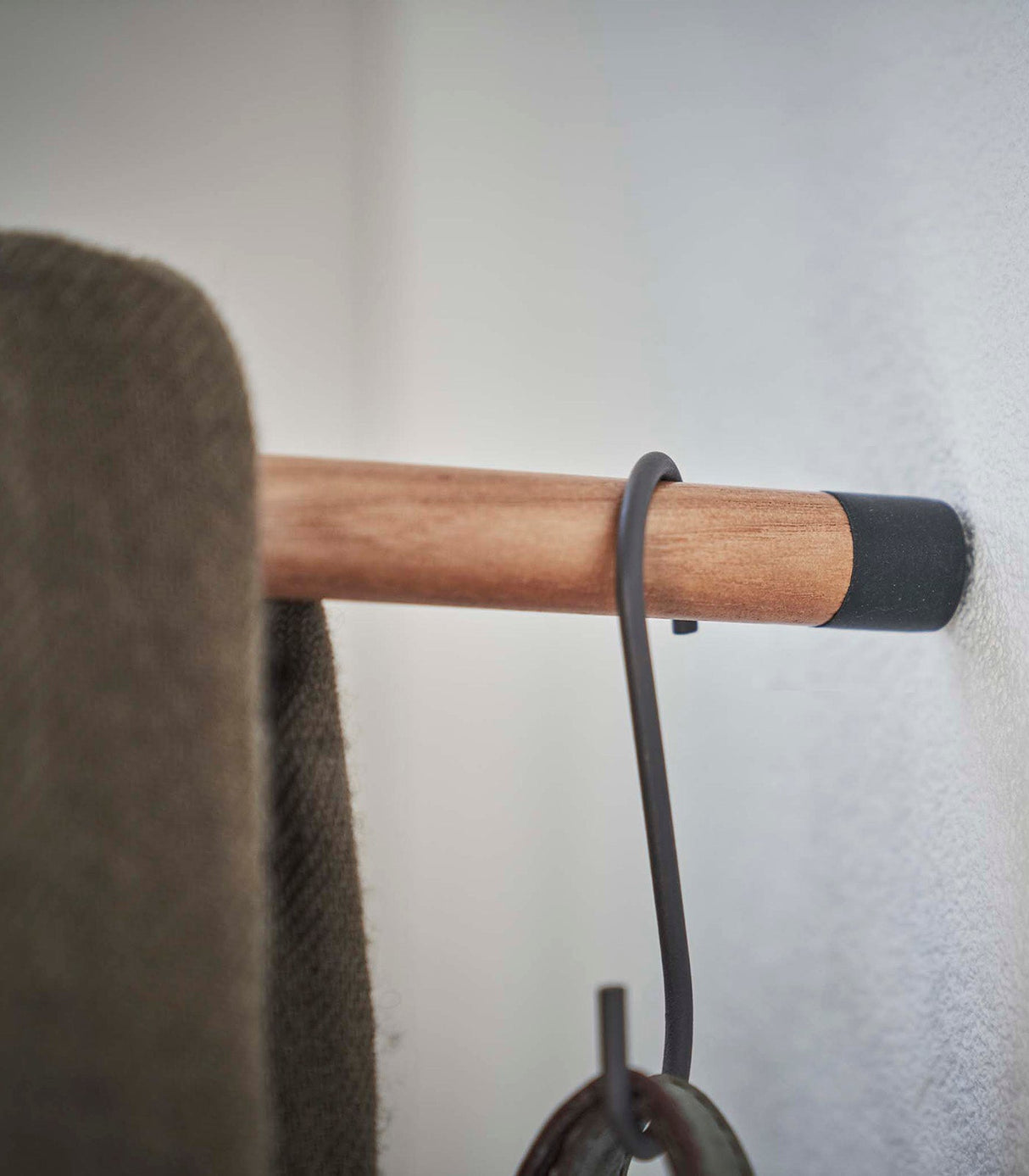 Corner Leaning Coat Hanger (63" H)  - Steel + Wood