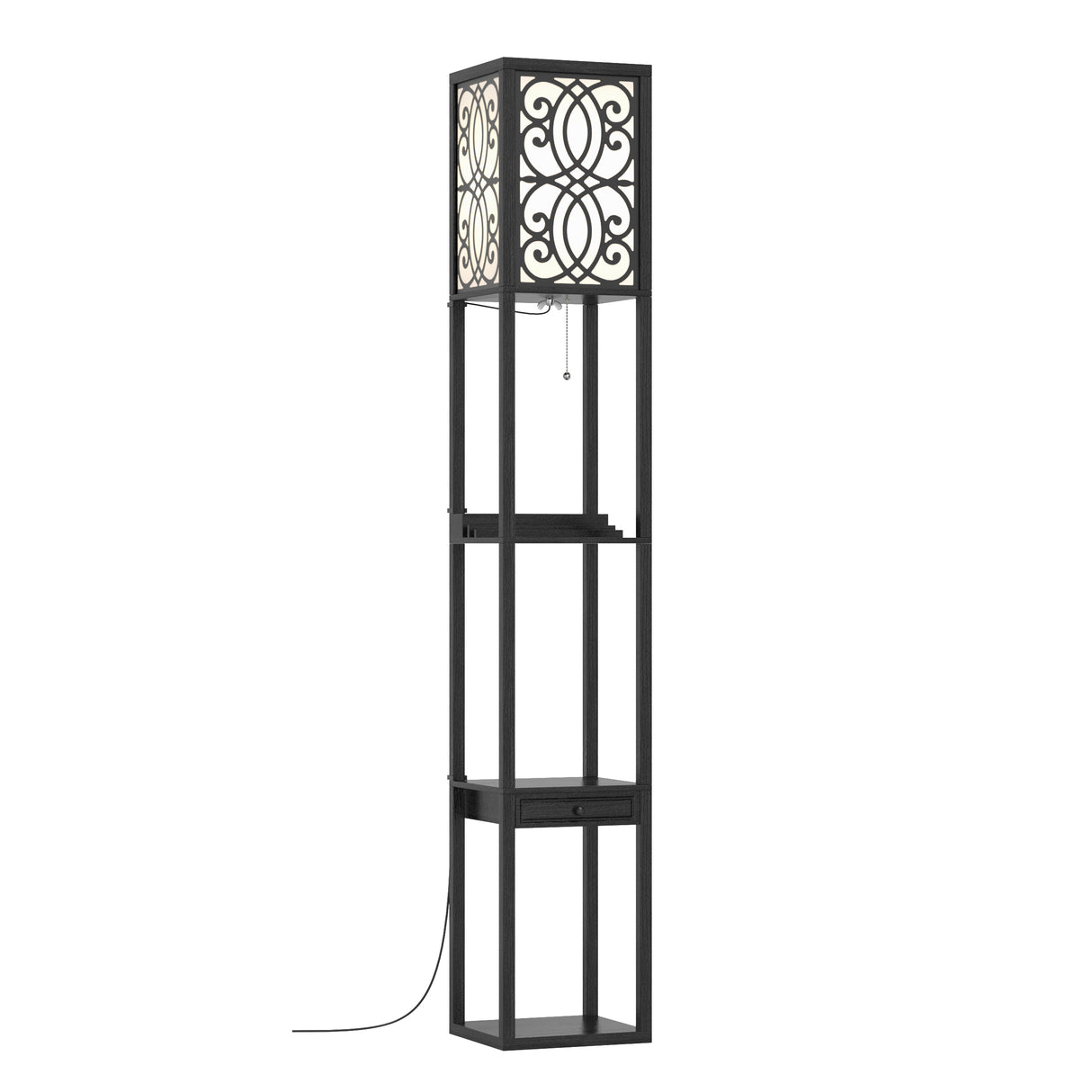 Modern  Standing Shelf Lamp with 1 Power Outlet and 2 USB Ports