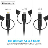 Naztech 3X1 Micro Lightning & USB-C Charge & Sync 6ft Cable