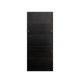 Display Cabinet with Glass Doors, Curio Storage Cabinet with 2-Drawer, Bookcase with LED Lights, Black