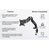ErgoAV Gas Spring Desk Mount for Single Monitors 13" to 27"