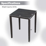 Square Dining Table with Solid Wood Frame for 4-Person