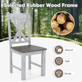Farmhouse Chair Set of 2 with Rubber Wood Frame and Elegant Hollowed Backrest-Gray