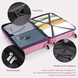 Luggage Set of 3, 20-inch with USB Port, Airline Certified Carry-on