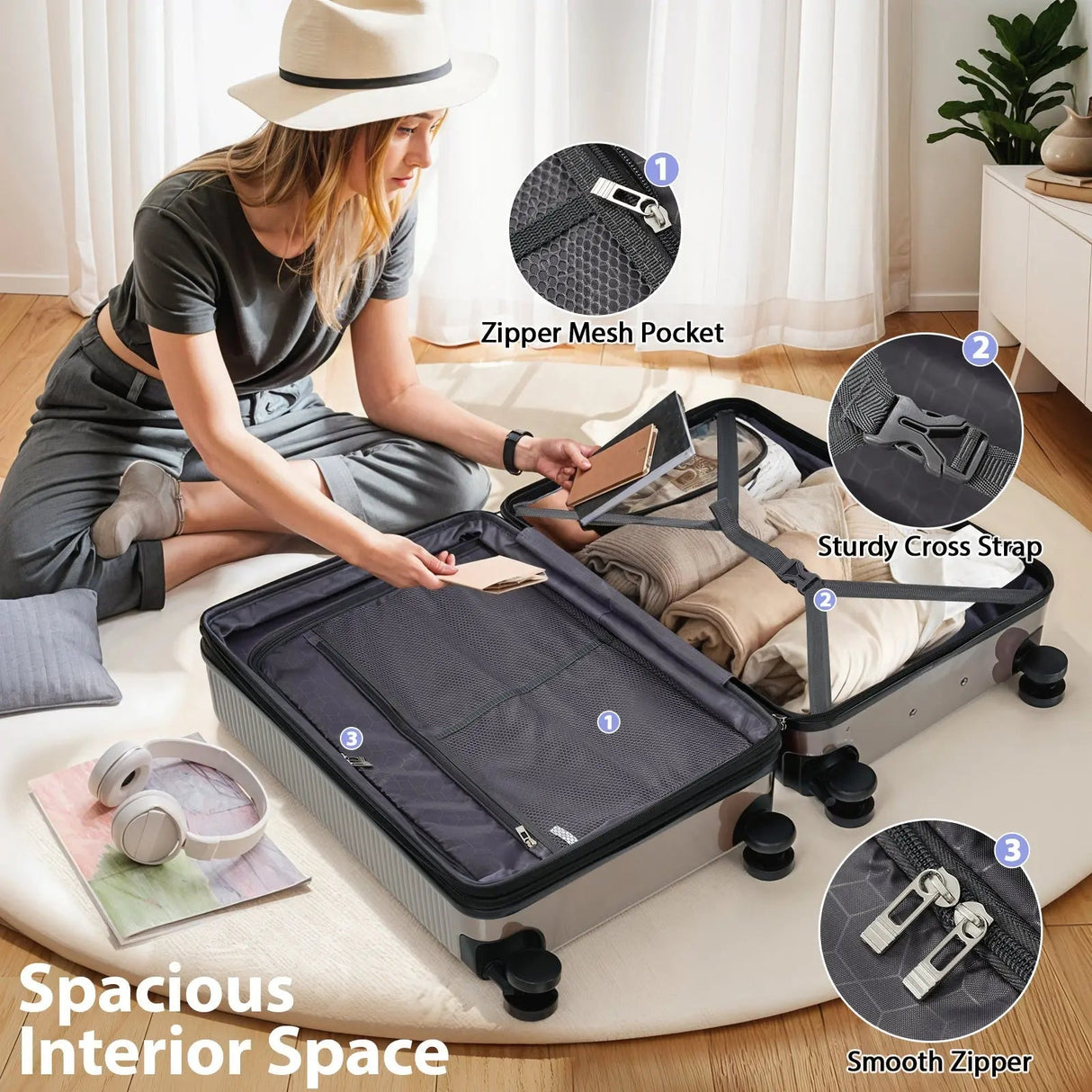 Luggage Sets 3 Piece Hardshell Suitcases with Wheels, Lightweight