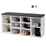 10-Cube Organizer Shoe Storage Bench with Cushion for Entryway