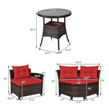 4 Pieces Furniture Patio Set Outdoor Wicker Sofa Set
