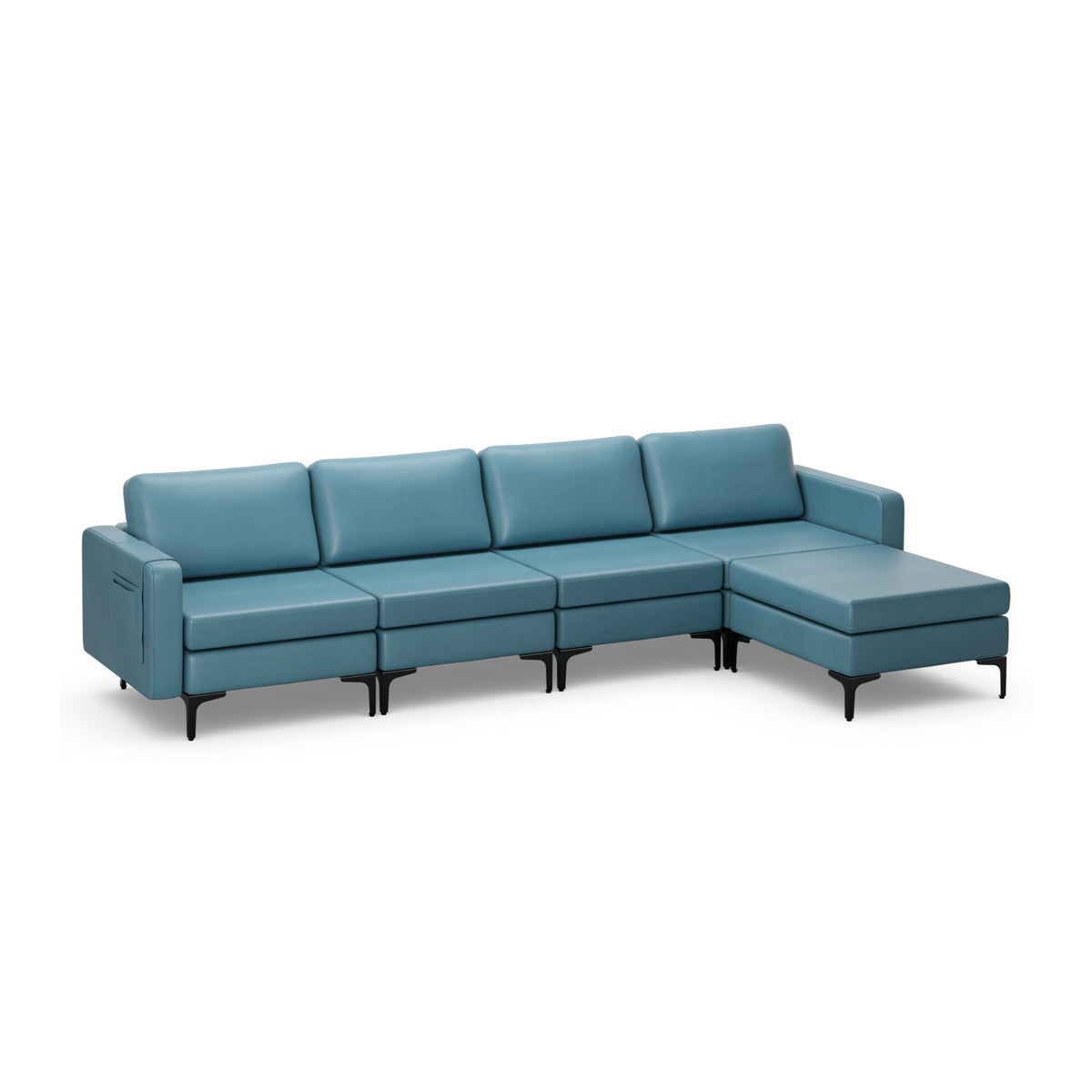 1/2/3/4-Seat Convertible Sectional Sofa with Reversible Ottoman-4-Seat L-shaped with 2 USB Ports